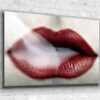 Smoke Red Lips Closeup Print Tempered Glass Wall Art 100% Made in Australia Ready to Hang