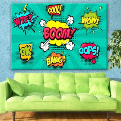 Words on Pop Art Retro Vintage Colorful Background Illustration Print 100% Australian Made