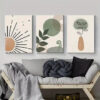 3pcs Green Bohemian Abstract Art Canvas Framed 40x60cm - High Quality Print 100% Australian Made Wall Canvas Ready to Hang - Image 2