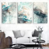 3pcs Abstract Painting Of Vibrant Cyan Colors Framed 40x60cm - High Quality Print 100% Australian Made Wall Canvas Ready to Hang - Image 2