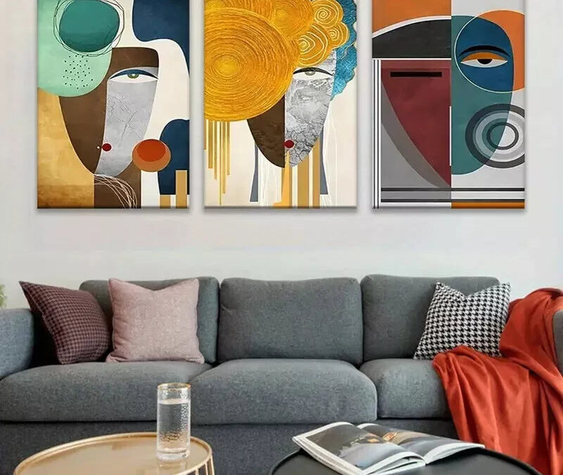 3pcs Modern Abstract Geometric Canvas Framed 40x60cm – High Quality Print 100% Australian Made Wall Canvas Ready to Hang