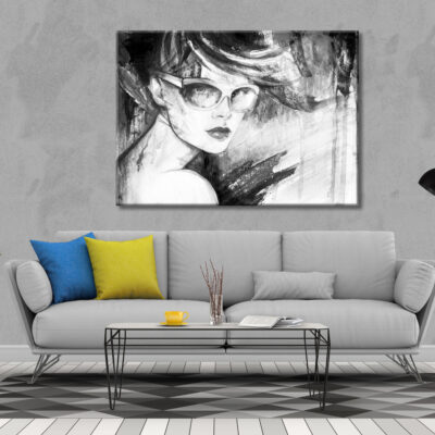 Black and White Fashion Girl with Hat Artistic Nature Print 100% Australian Made