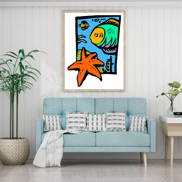 Fish Underwater Vector Art Home Decor Premium Quality Poster Print Choose Your Sizes
