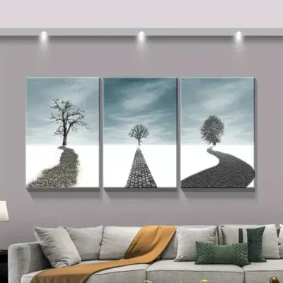 3pcs Winter Solitude Dead Tree Scenery Canvas Framed 40x60cm - High Quality Print 100% Australian Made Wall Canvas Ready to Hang