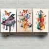 3pcs Butterfly Wings Piano Violin Canvas Framed 40x60cm - High Quality Print 100% Australian Made Wall Canvas Ready to Hang - Image 2