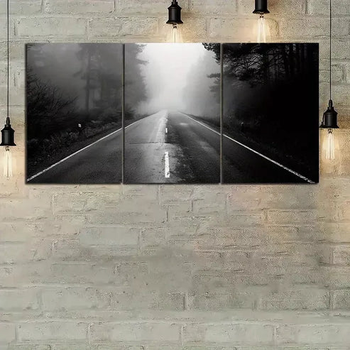 3pcs Photo of An Empty Road in The Forest Canvas Framed 40x60cm – High Quality Print 100% Australian Made Wall Canvas Ready to Hang