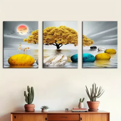 3pcs Water Surface Marble Canvas Framed 40x60cm - High Quality Print 100% Australian Made Wall Canvas Ready to Hang