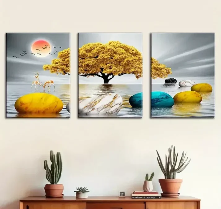 3pcs Water Surface Marble Canvas Framed 40x60cm – High Quality Print 100% Australian Made Wall Canvas Ready to Hang