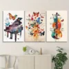 3pcs Butterfly Wings Piano Violin Canvas Framed 40x60cm - High Quality Print 100% Australian Made Wall Canvas Ready to Hang