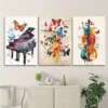3pcs Butterfly Wings Piano Violin Canvas Framed 40x60cm - High Quality Print 100% Australian Made Wall Canvas Ready to Hang