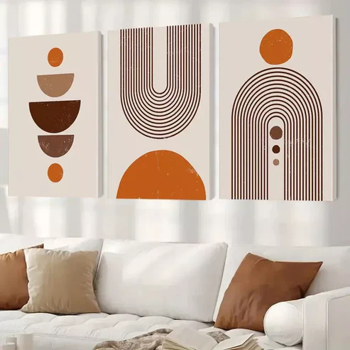 3pcs Minimalist Geometric Art Canvas Framed 40x60cm – High Quality Print 100% Australian Made Wall Canvas Ready to Hang