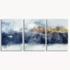 3pcs Blue & Gold Abstract Mountains Canvas Framed 40x60cm - High Quality Print 100% Australian Made Wall Canvas Ready to Hang - Image 3