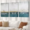 3pcs White Gold & Blue Abstract Design Canvas Framed 40x60cm - High Quality Print 100% Australian Made Wall Canvas Ready to Hang