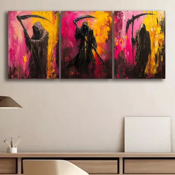 3pcs Grim reaper Canvas Framed 40x60cm – High Quality Print 100% Australian Made Wall Canvas Ready to Hang