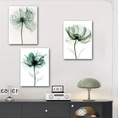 3pcs Elegant Floral With Transparent Petals Canvas Framed 40x60cm - High Quality Print 100% Australian Made Wall Canvas Ready to Hang