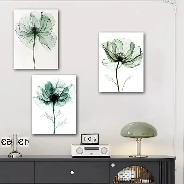 3pcs Elegant Floral With Transparent Petals Canvas Framed 40x60cm – High Quality Print 100% Australian Made Wall Canvas Ready to Hang