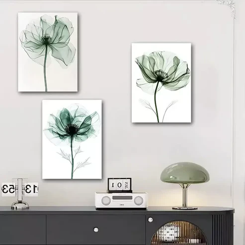 3pcs Elegant Floral With Transparent Petals Canvas Framed 40x60cm – High Quality Print 100% Australian Made Wall Canvas Ready to Hang