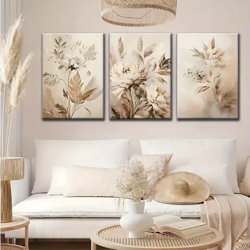 3pcs Vintage Floral Canvas Framed 40x60cm – High Quality Print 100% Australian Made Wall Canvas Ready to Hang