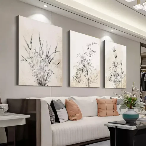 3pcs Floral & Ink Plant Canvas Framed 40x60cm – High Quality Print 100% Australian Made Wall Canvas Ready to Hang