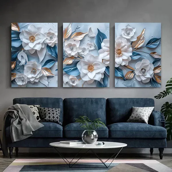 3pcs Floral Canvas Framed 40x60cm – High Quality Print 100% Australian Made Wall Canvas Ready to Hang