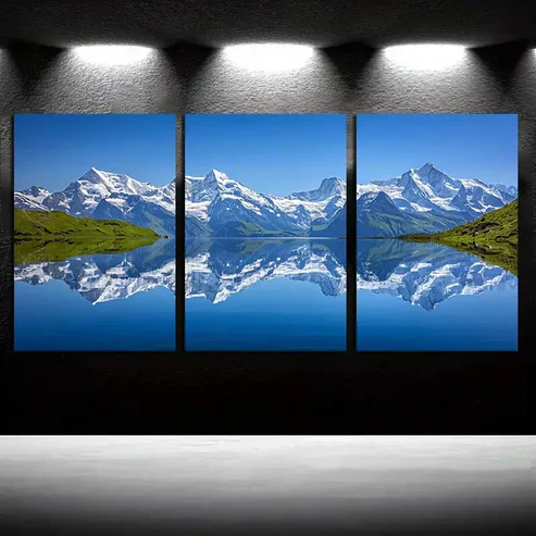 3pcs Mountain Lake in The Alps Canvas Framed 40x60cm – High Quality Print 100% Australian Made Wall Canvas Ready to Hang