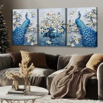 3pcs Peacock Canvas Framed 40x60cm - High Quality Print 100% Australian Made Wall Canvas Ready to Hang
