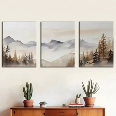 3pcs Abstract Forest Canvas Framed 40x60cm - High Quality Print 100% Australian Made Wall Canvas Ready to Hang