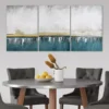 3pcs White Gold & Blue Abstract Design Canvas Framed 40x60cm - High Quality Print 100% Australian Made Wall Canvas Ready to Hang - Image 2