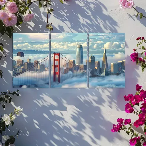 3pcs San Francisco Skyline Canvas Framed 40x60cm – High Quality Print 100% Australian Made Wall Canvas Ready to Hang