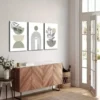 3pcs Boho Chic Sage Green Modern Abstract Geometric Designs Canvas Framed 40x60cm - High Quality Print 100% Australian Made Wall Canvas Ready to Hang