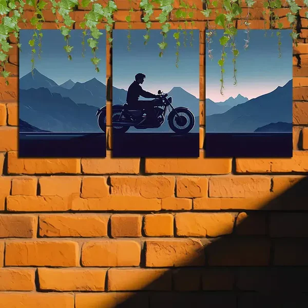3pcs Vibrant Motorcycle Rider Canvas Framed 40x60cm – High Quality Print 100% Australian Made Wall Canvas Ready to Hang