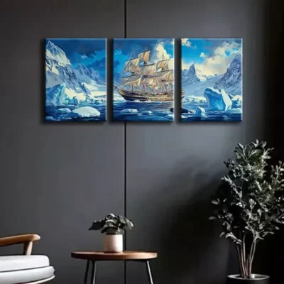 3pcs Glacier Sailboat Canvas Framed 40x60cm - High Quality Print 100% Australian Made Wall Canvas Ready to Hang
