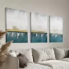 3pcs White Gold & Blue Abstract Design Canvas Framed 40x60cm - High Quality Print 100% Australian Made Wall Canvas Ready to Hang - Image 3