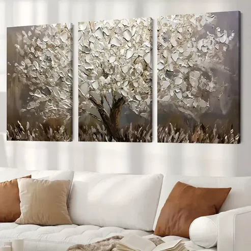 3pcs Leaf Abstract Tree Oil Painting Canvas Framed 40x60cm – High Quality Print 100% Australian Made Wall Canvas Ready to Hang