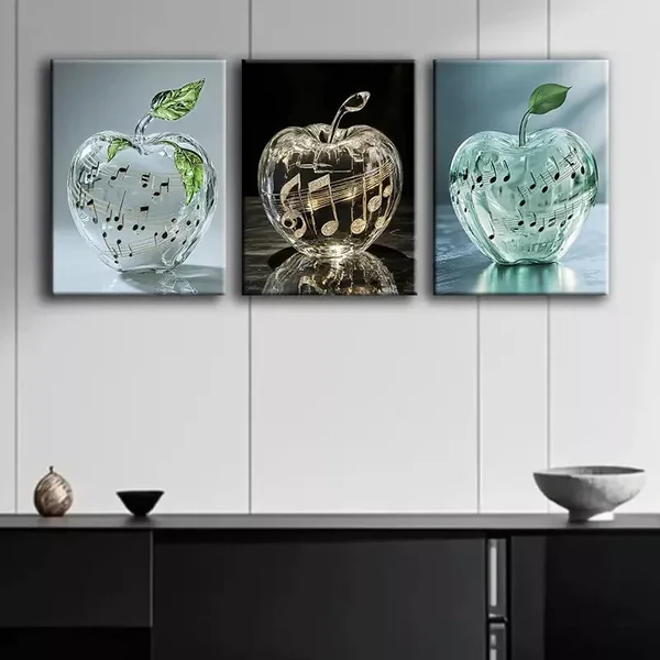 3pcs Notes Apple Canvas Framed 40x60cm – High Quality Print 100% Australian Made Wall Canvas Ready to Hang