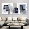 3pcs Blue and Grey Abstract Art Canvas Framed 40x60cm - High Quality Print 100% Australian Made Wall Canvas Ready to Hang - Image 3