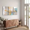 3pcs Modern Minimalist Art Of Smudges Of Color Canvas Framed 40x60cm - High Quality Print 100% Australian Made Wall Canvas Ready to Hang