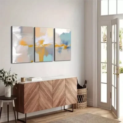 3pcs Modern Minimalist Art Of Smudges Of Color Canvas Framed 40x60cm - High Quality Print 100% Australian Made Wall Canvas Ready to Hang