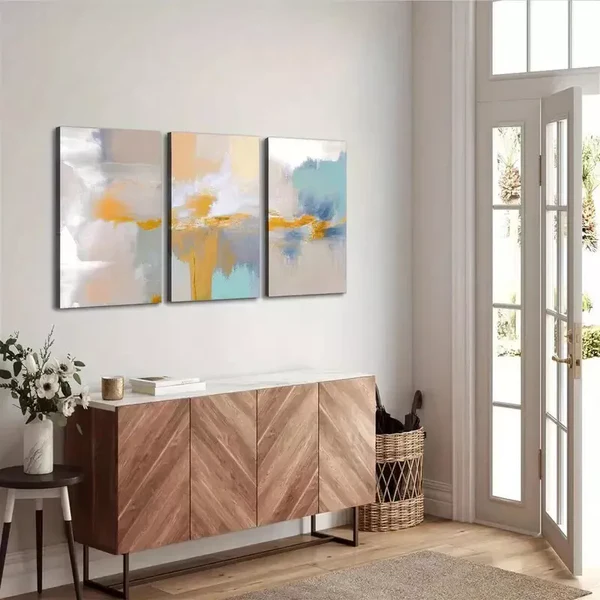 3pcs Modern Minimalist Art Of Smudges Of Color Canvas Framed 40x60cm – High Quality Print 100% Australian Made Wall Canvas Ready to Hang