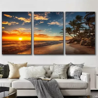 3pcs Mediterranean Seascape Canvas Framed 40x60cm - High Quality Print 100% Australian Made Wall Canvas Ready to Hang