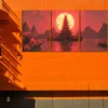 3pcs Pagoda and Moon Canvas Framed 40x60cm - High Quality Print 100% Australian Made Wall Canvas Ready to Hang - Image 3
