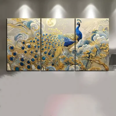 3pcs Peacock Oil Painting Canvas Framed 40x60cm - High Quality Print 100% Australian Made Wall Canvas Ready to Hang