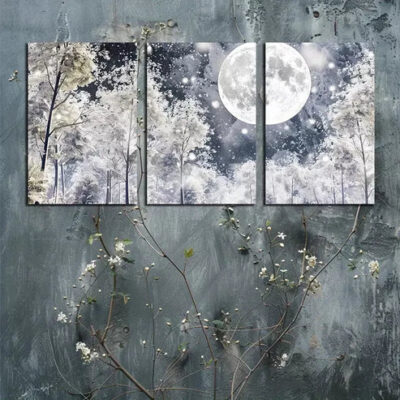 3pcs Winter Forest Scene Canvas Framed 40x60cm - High Quality Print 100% Australian Made Wall Canvas Ready to Hang