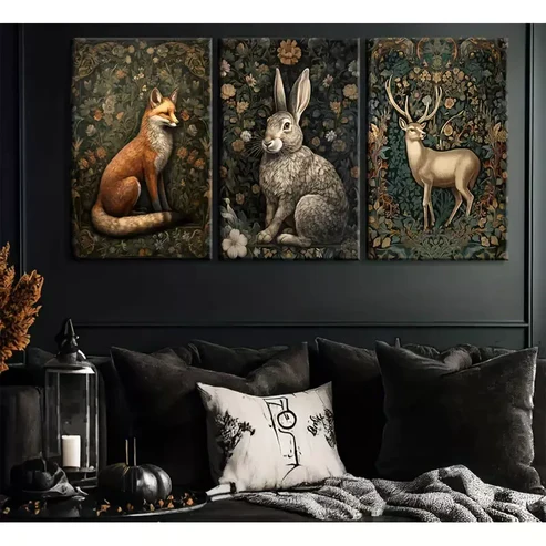 3pcs William Morris Animal Canvas Framed 40x60cm – High Quality Print 100% Australian Made Wall Canvas Ready to Hang