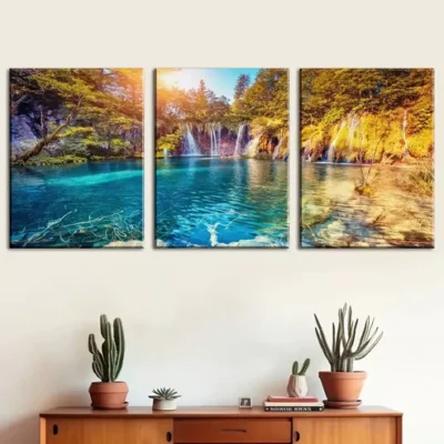 3pcs Lake Forest Nature Scenery Canvas Framed 40x60cm - High Quality Print 100% Australian Made Wall Canvas Ready to Hang