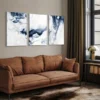 3pcs avy Blue Abstract Ocean Waves Canvas Framed 40x60cm - High Quality Print 100% Australian Made Wall Canvas Ready to Hang - Image 2