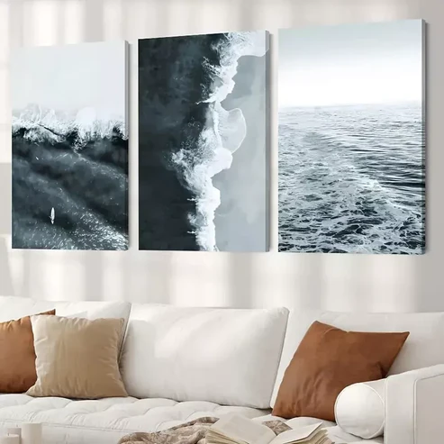 3pcs Ocean Waves View Canvas Framed 40x60cm – High Quality Print 100% Australian Made Wall Canvas Ready to Hang.