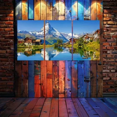 3pcs Swiss Alps Landscape Canvas Framed 40x60cm - High Quality Print 100% Australian Made Wall Canvas Ready to Hang