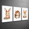 3pcs Fox, Hedgehog & Bunny Canvas Framed 40x60cm - High Quality Print 100% Australian Made Wall Canvas Ready to Hang - Image 3