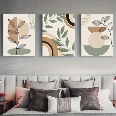 3pcs Abstract Sage Green Bohemian Canvas Framed 40x60cm - High Quality Print 100% Australian Made Wall Canvas Ready to Hang